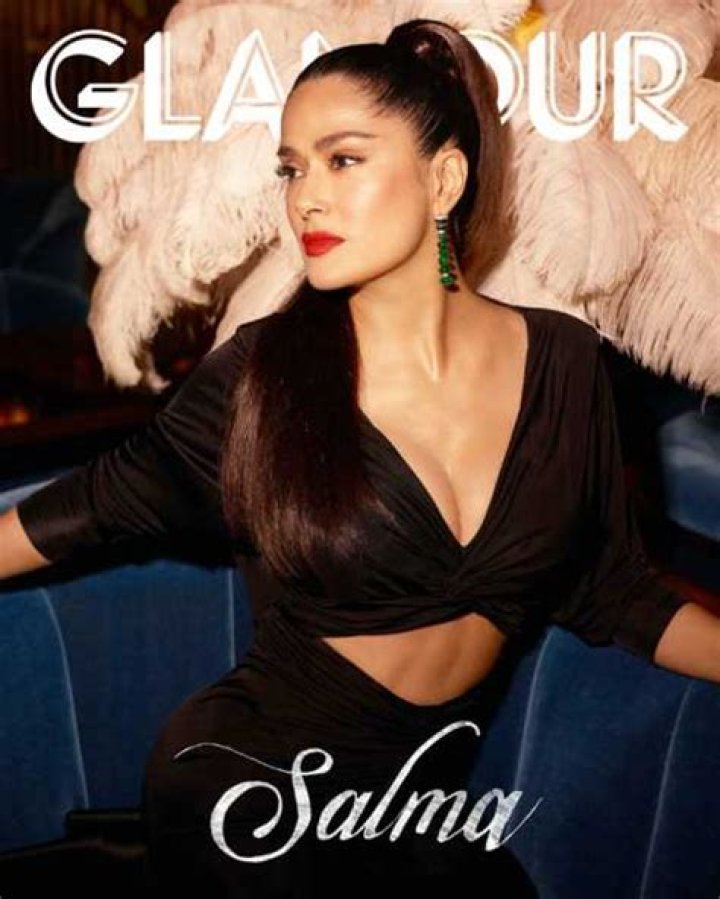 Salma Hayek Stuns In Sequin Gown, Plunging Cutout Dress & More Sexy Looks For ‘Glamour’ Cover